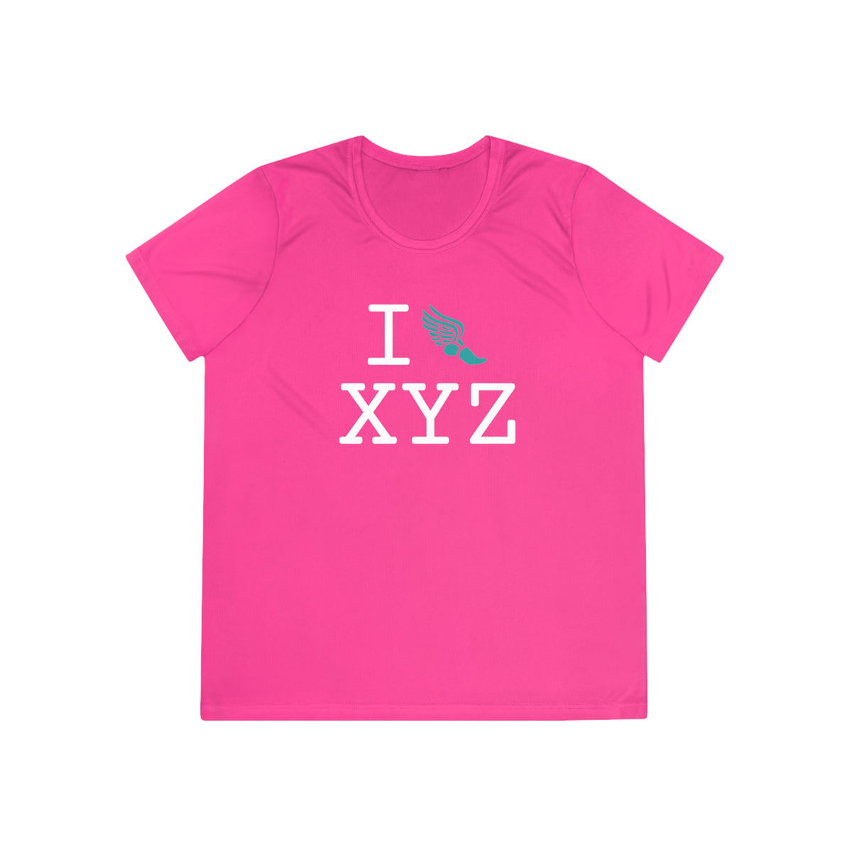 I Run women's athletic T, teal logo
