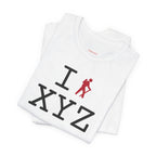 I Hike unisex T, red hiker