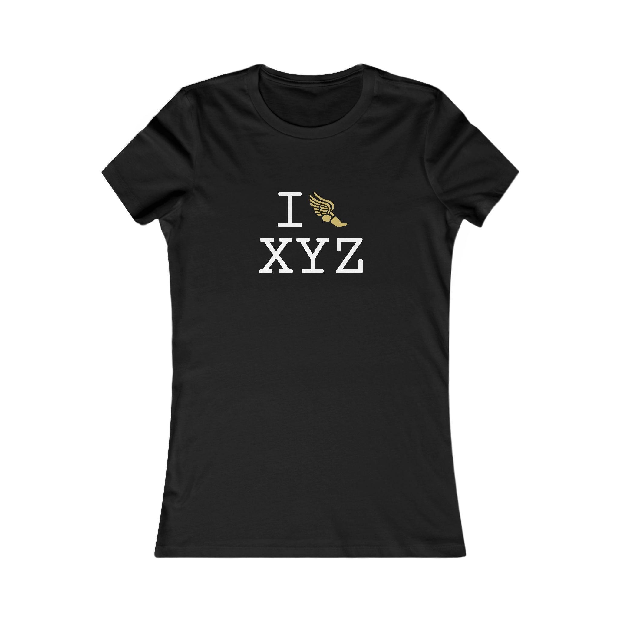 I Run ___ women's T, gold logo