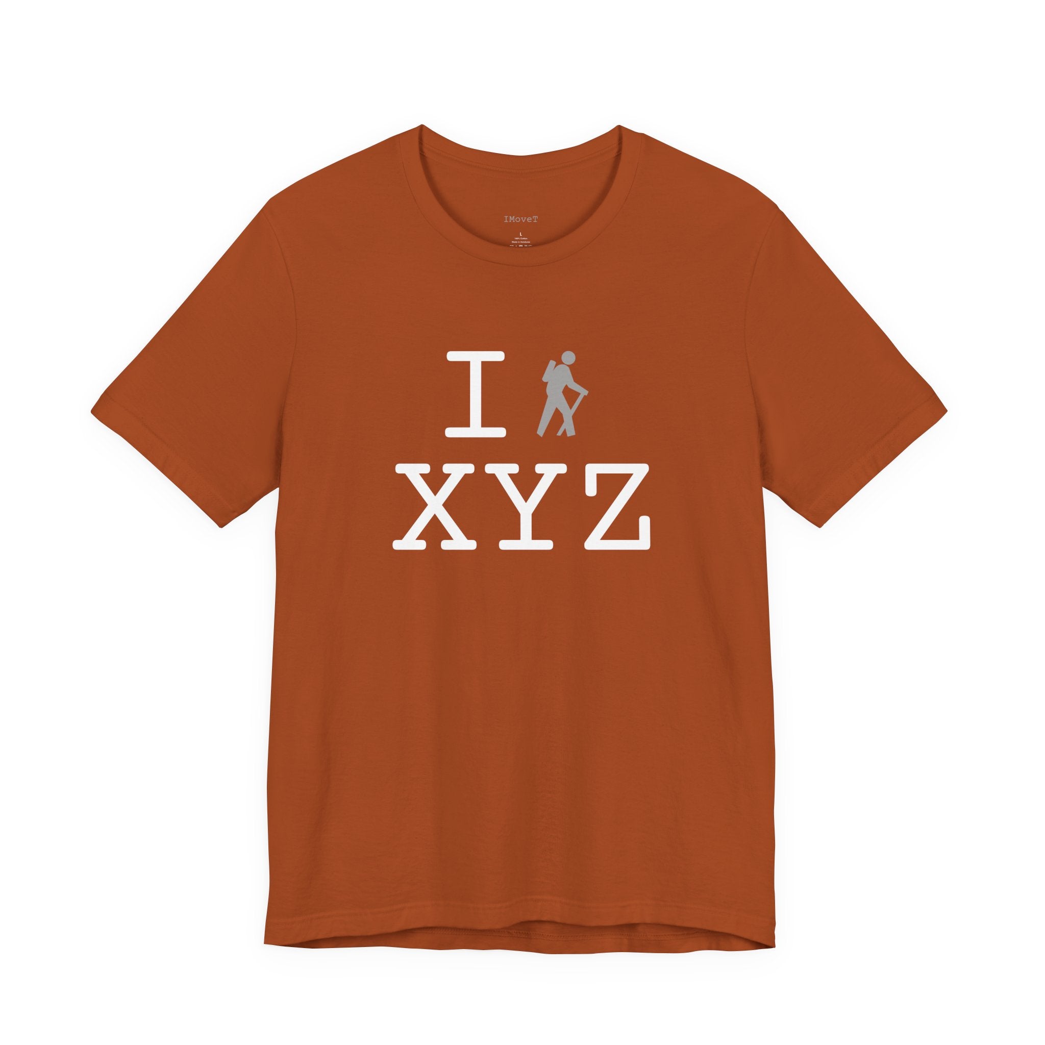 I Hike ___ unisex T, grey hiker
