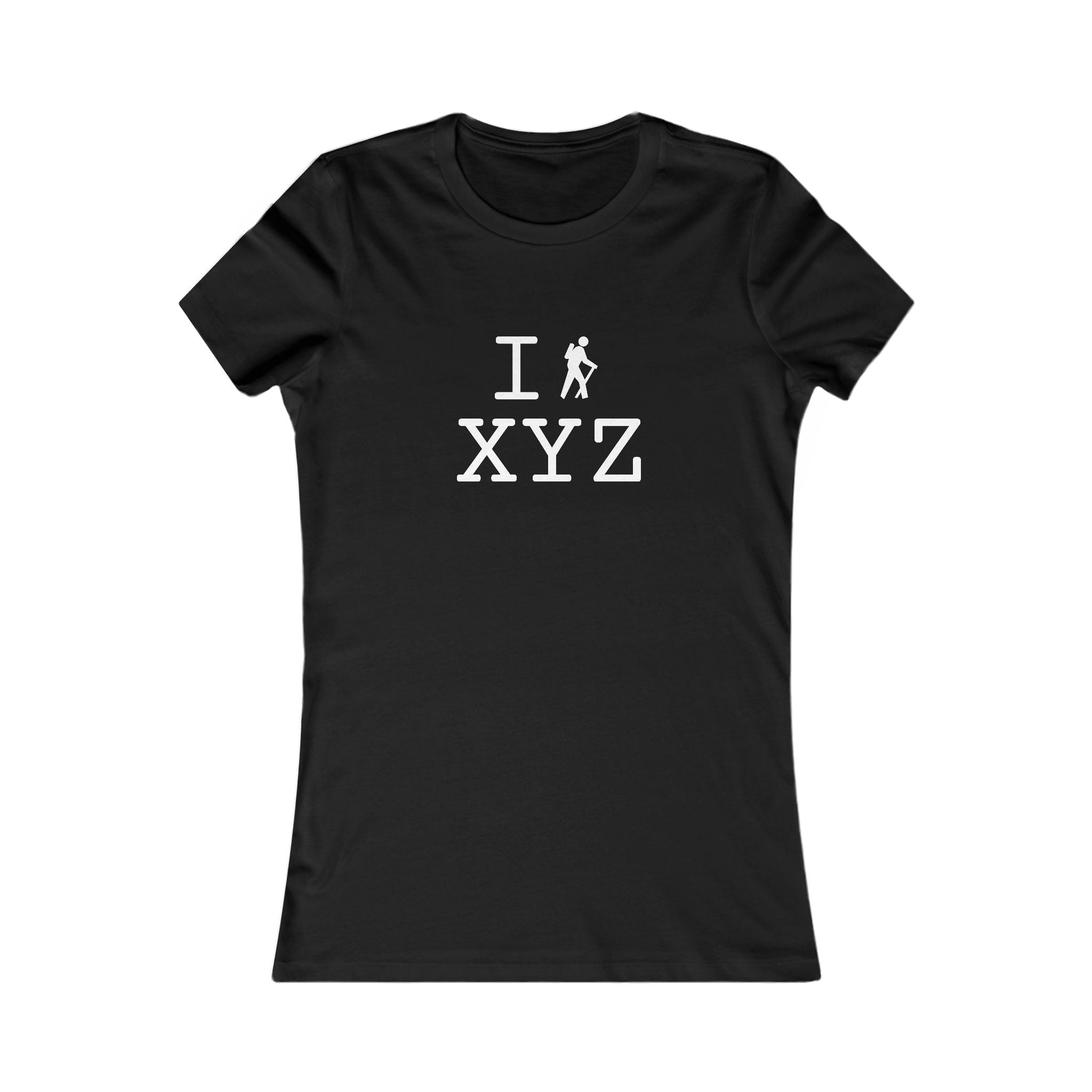 "I Hike ___" women's T, white hiker