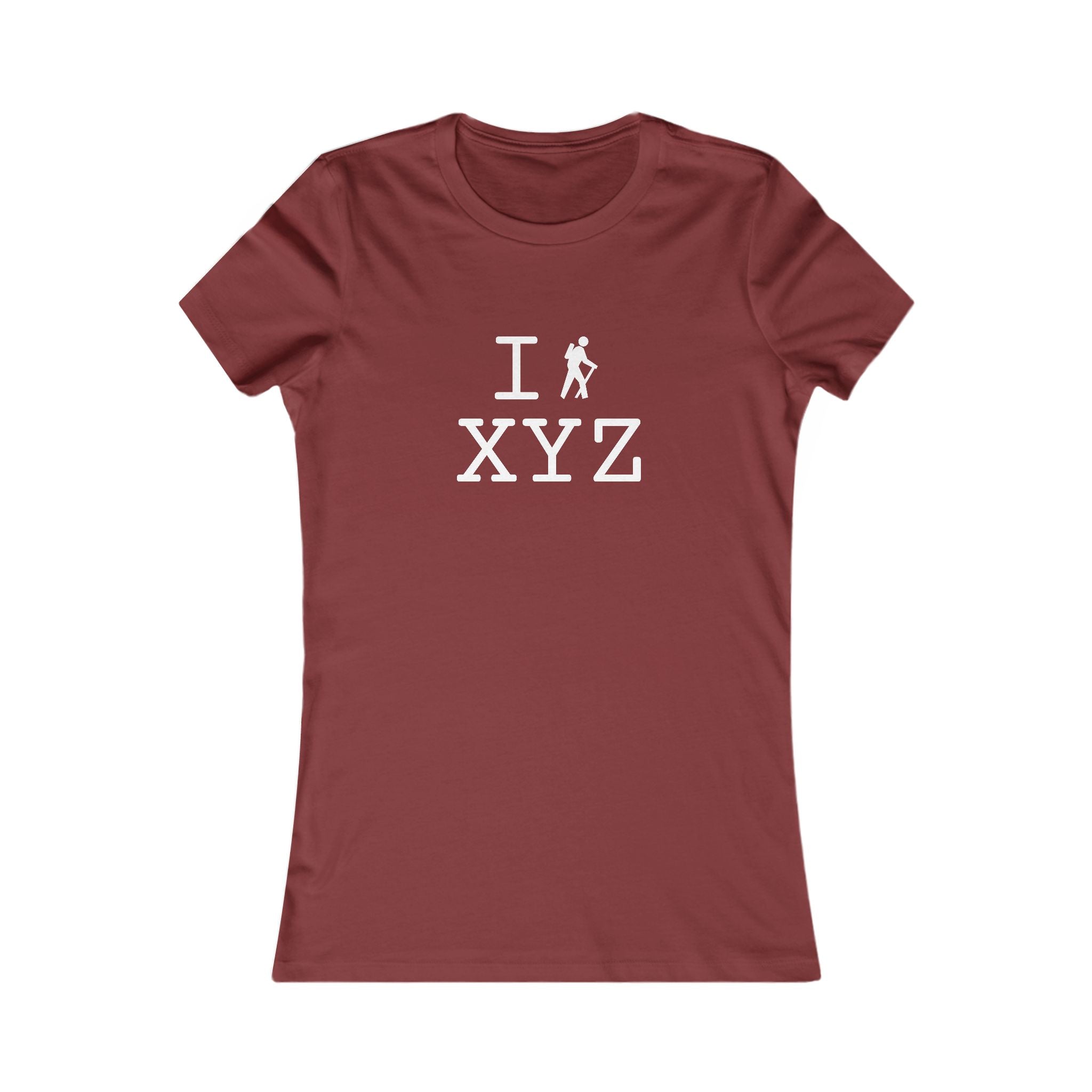 "I Hike ___" women's T, white hiker