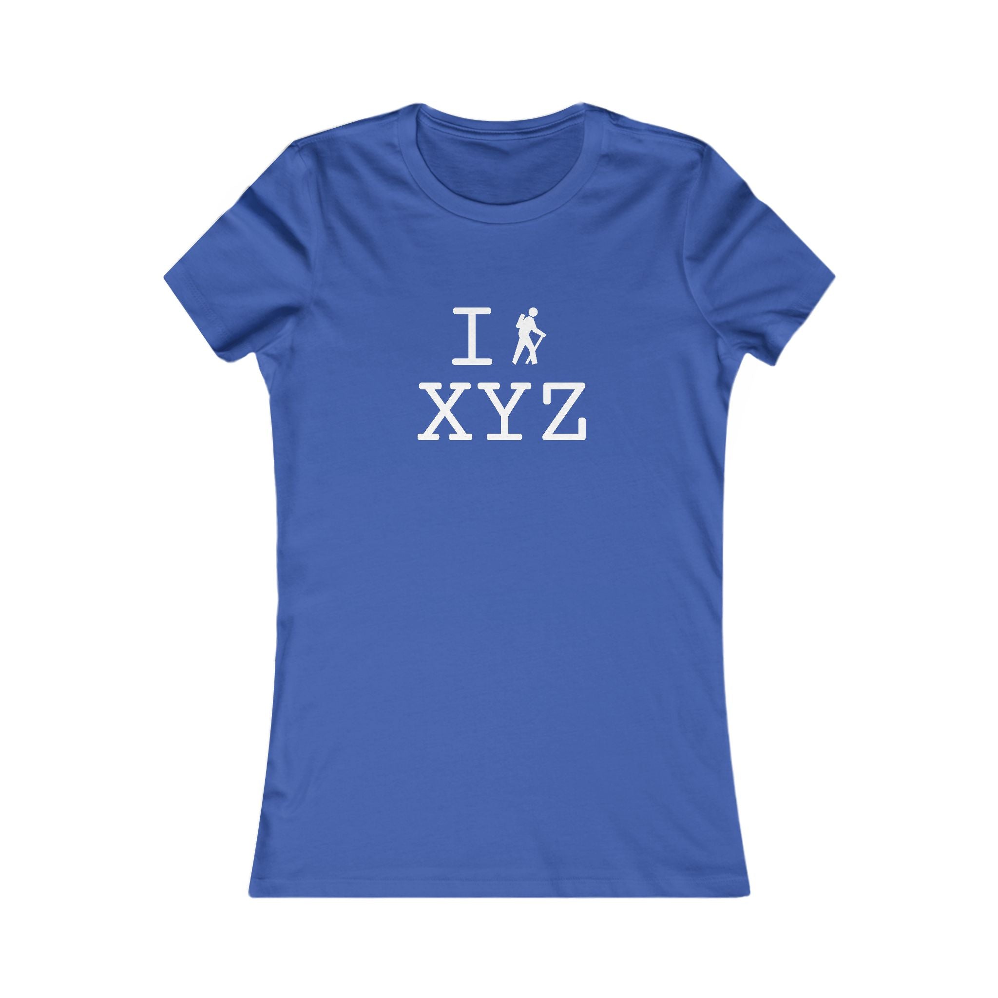 "I Hike ___" women's T, white hiker