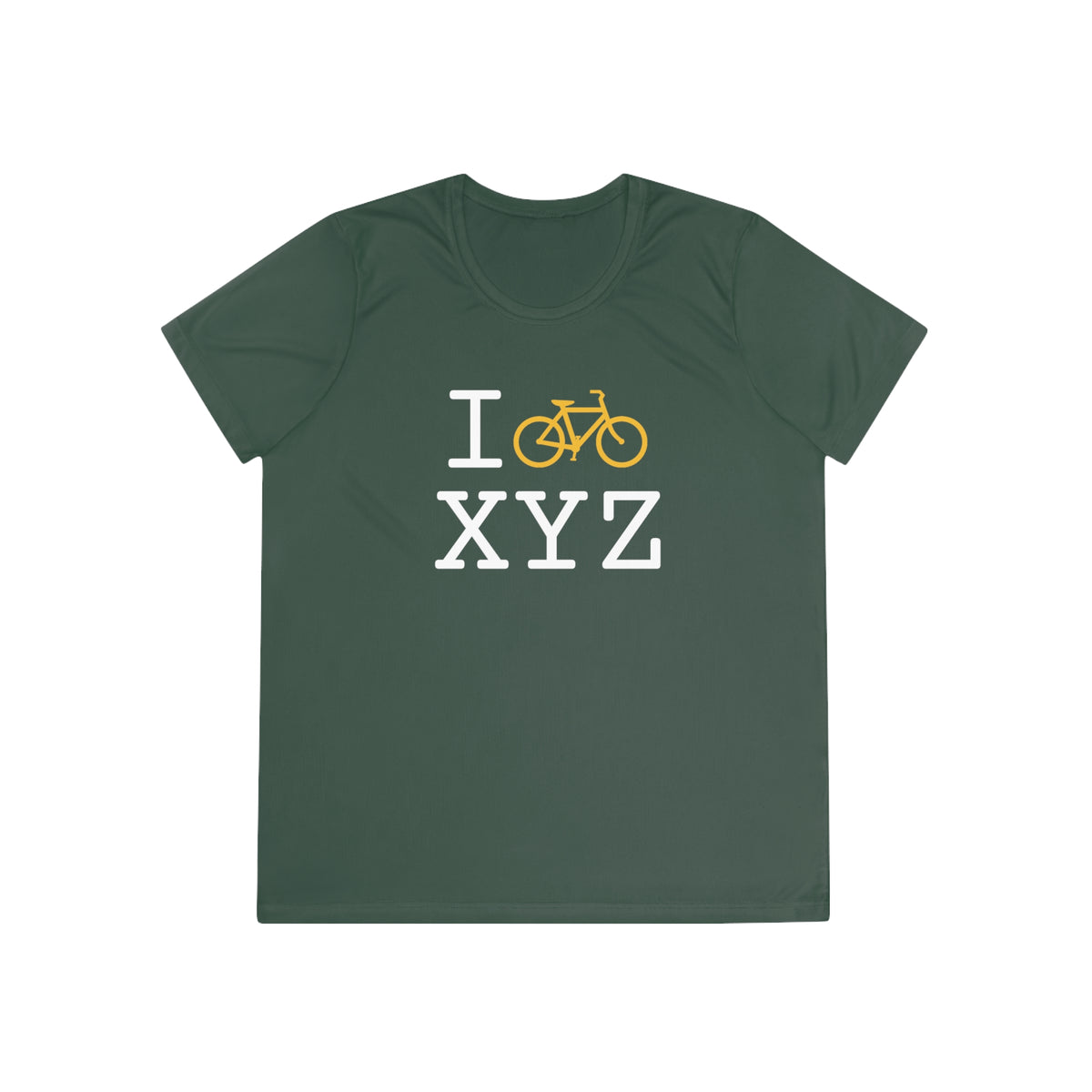 I Bike women's athletic T, yellow bike