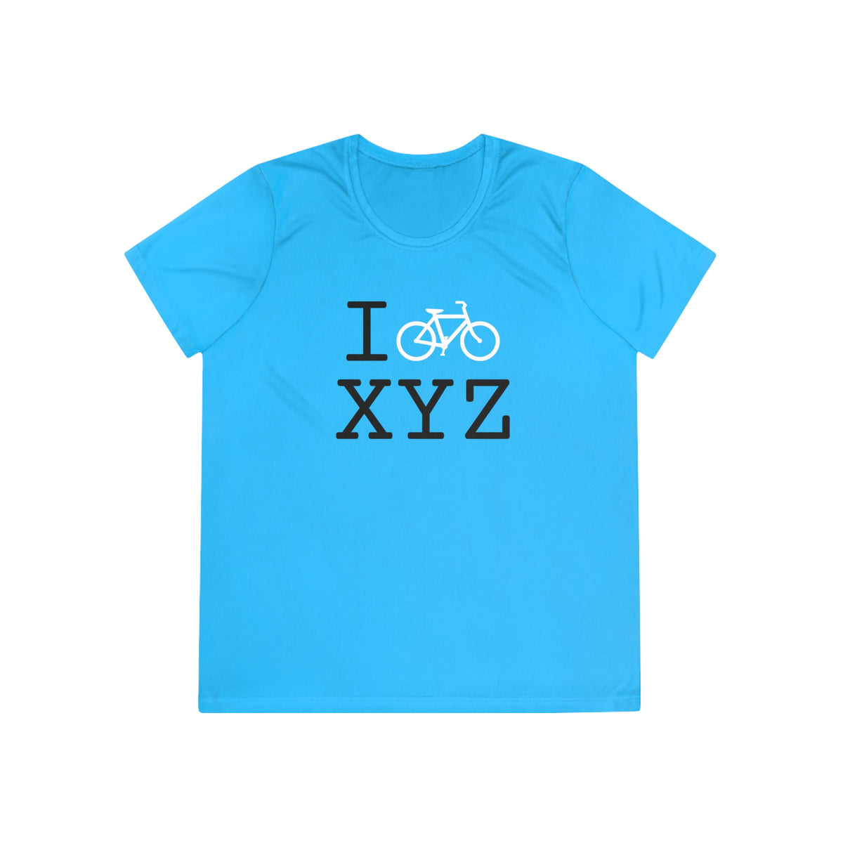 I Bike women's athletic T, white bike