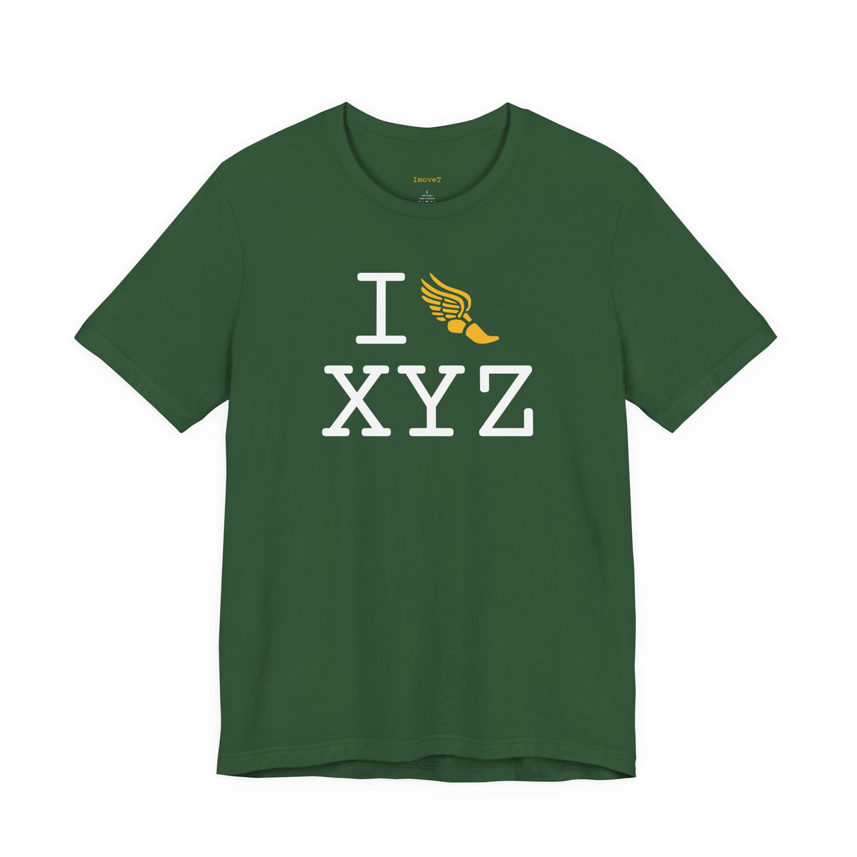 I Run unisex T, yellow logo