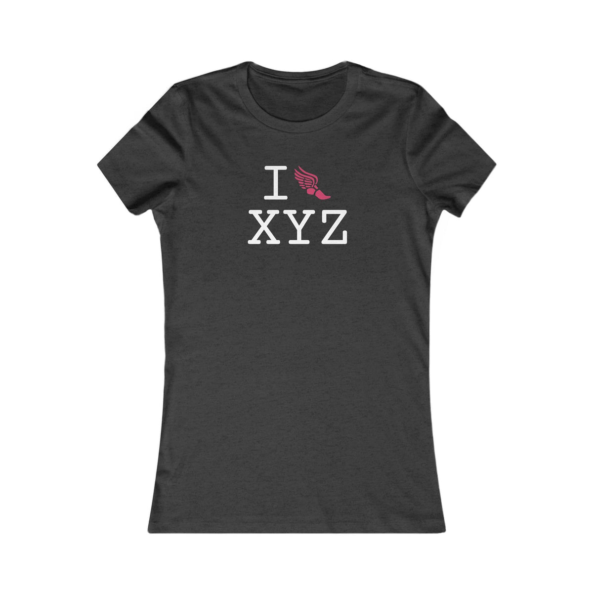 I Run women's T, hot pink logo