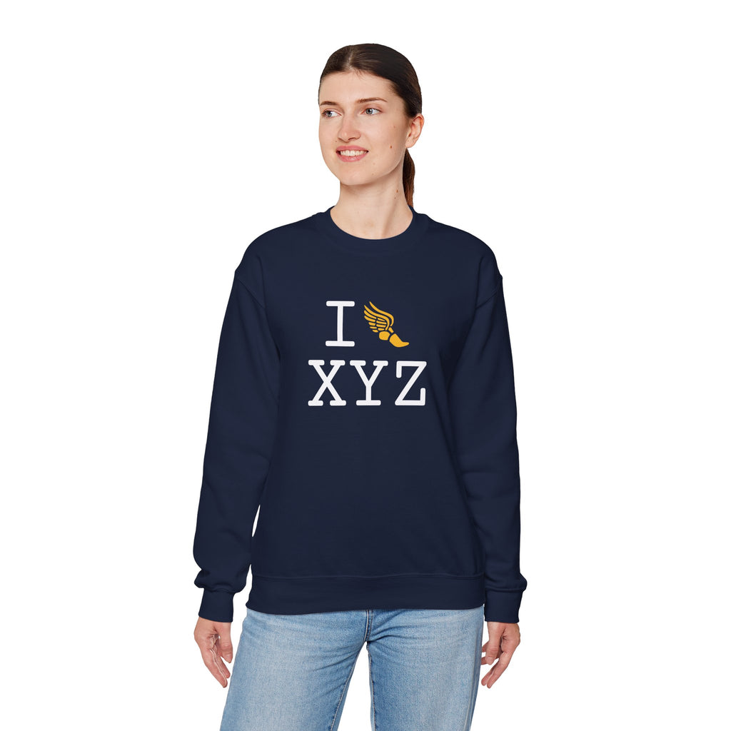 I Run sweatshirt, yellow logo