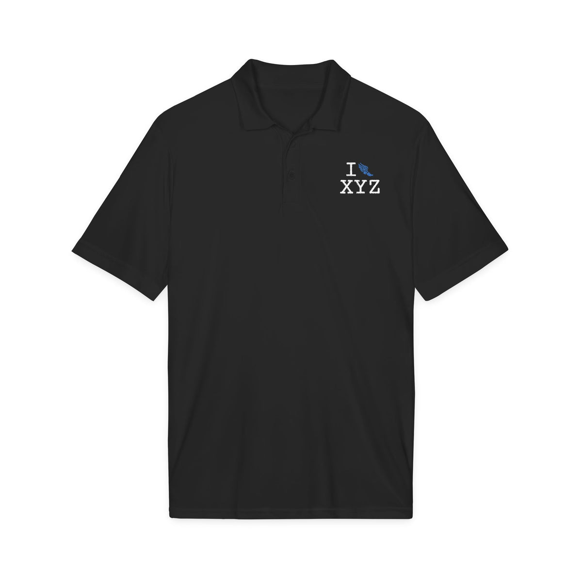 I Run polo, blue logo