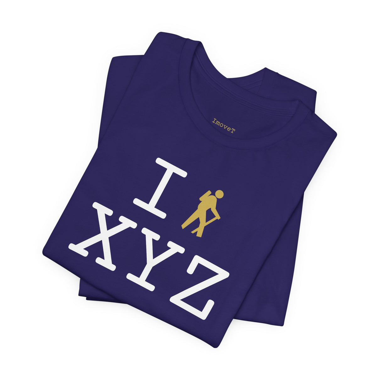 I Hike unisex T, gold hiker