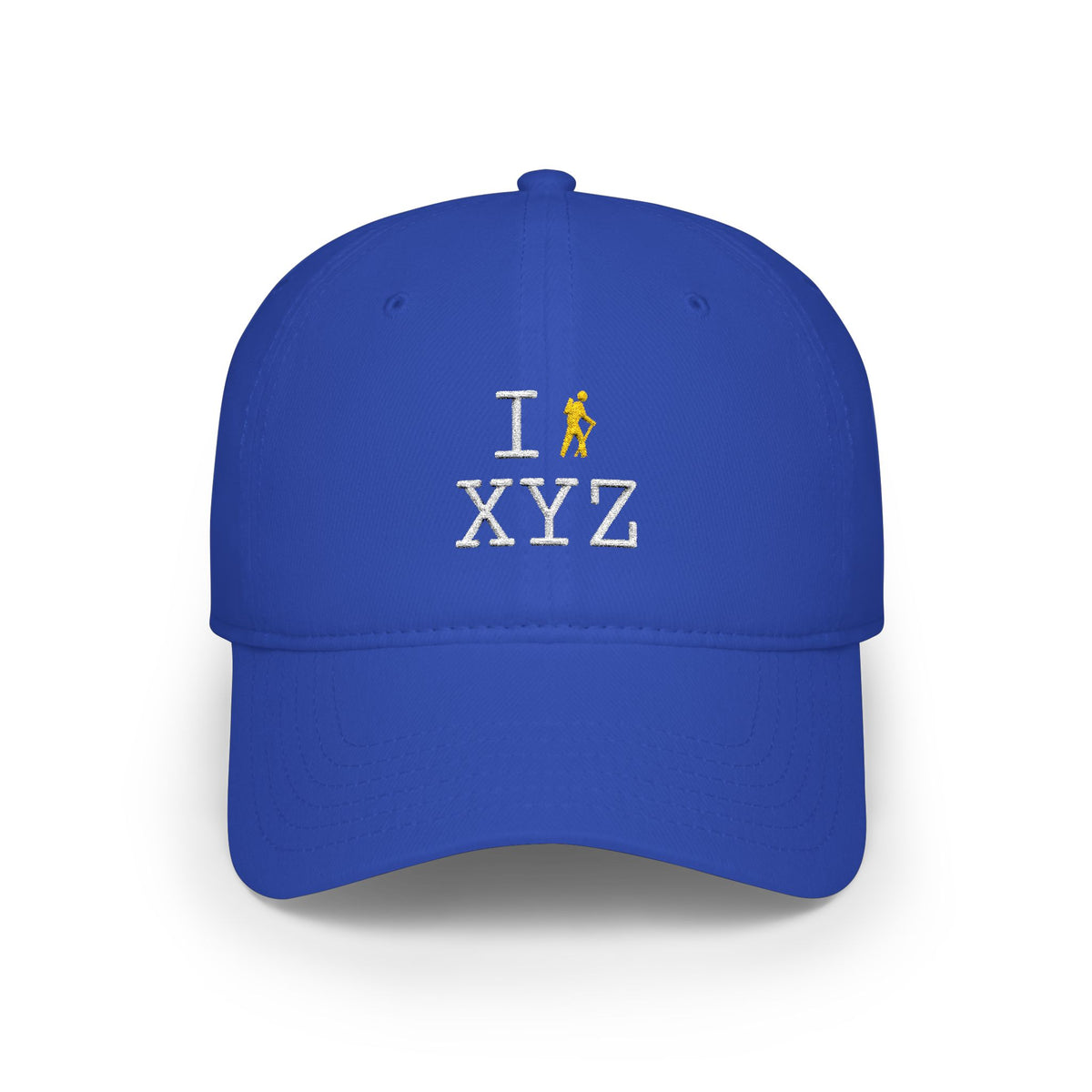 I Hike baseball cap, yellow hiker