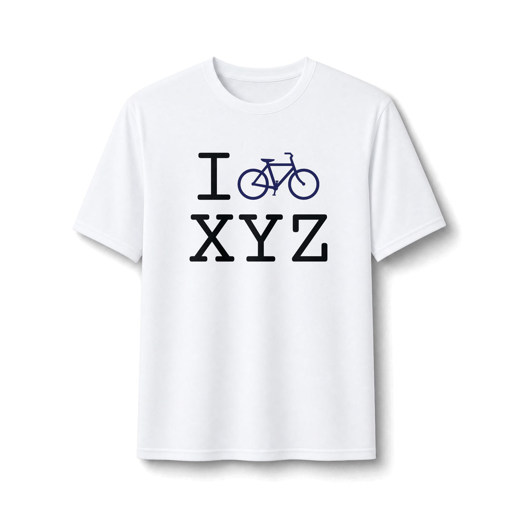 "I Bike ___" athletic T, navy bike