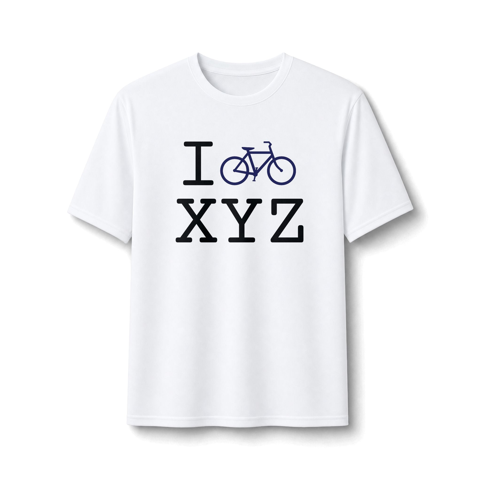 "I Bike ___" athletic T, navy bike
