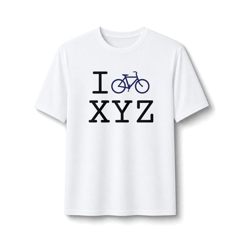 "I Bike ___" athletic T, navy bike
