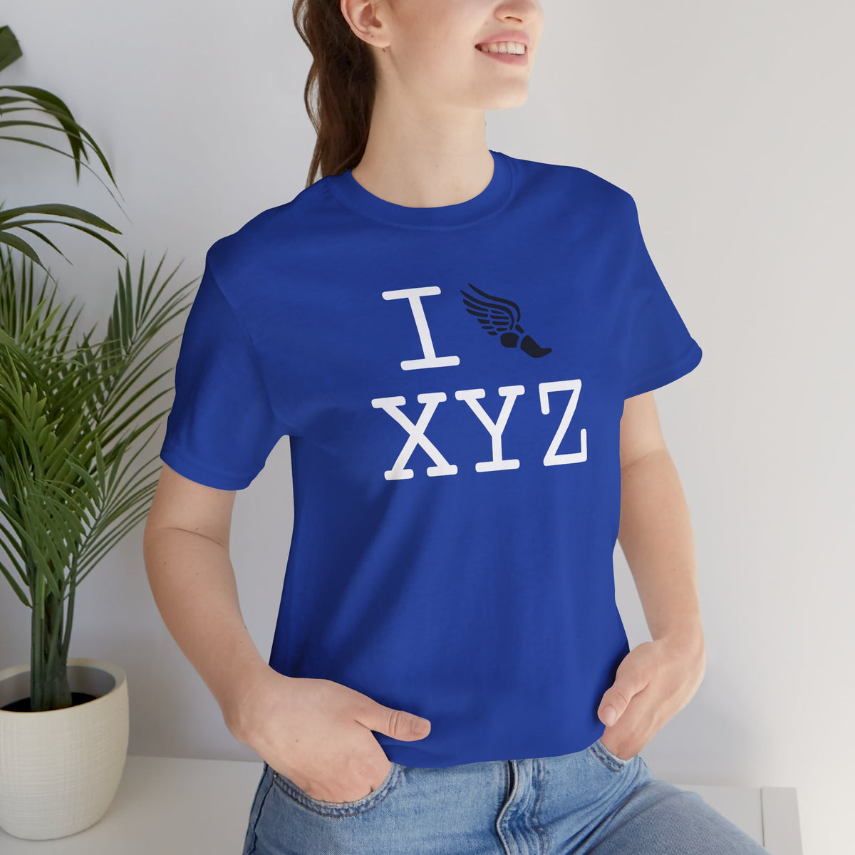 I Run unisex T, black logo