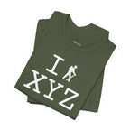 I Hike unisex T, white hiker