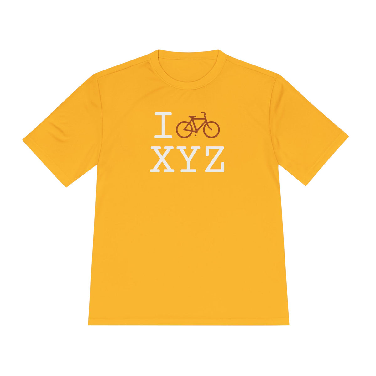 I Bike athletic T, dark orange bike