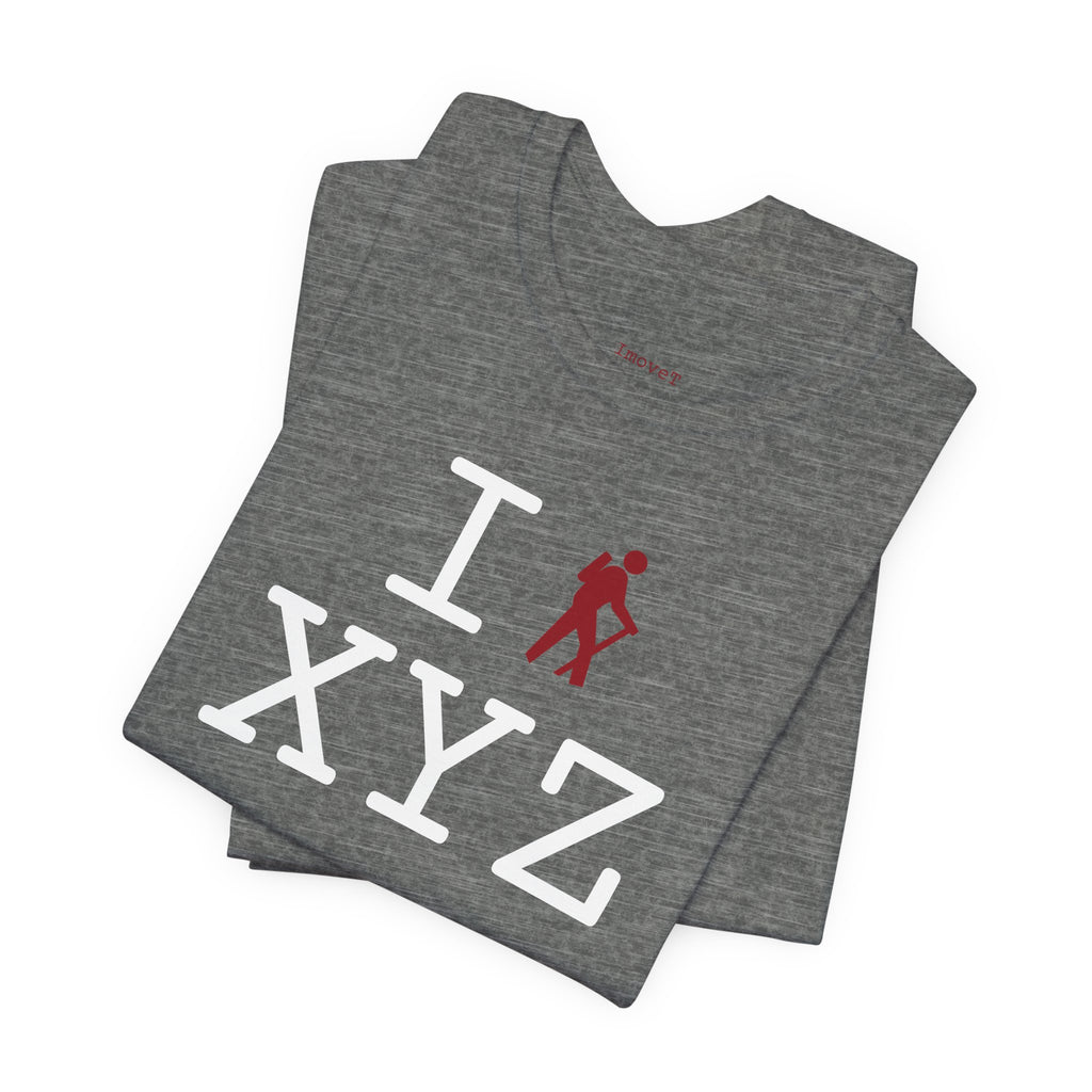 I Hike unisex T, crimson hiker