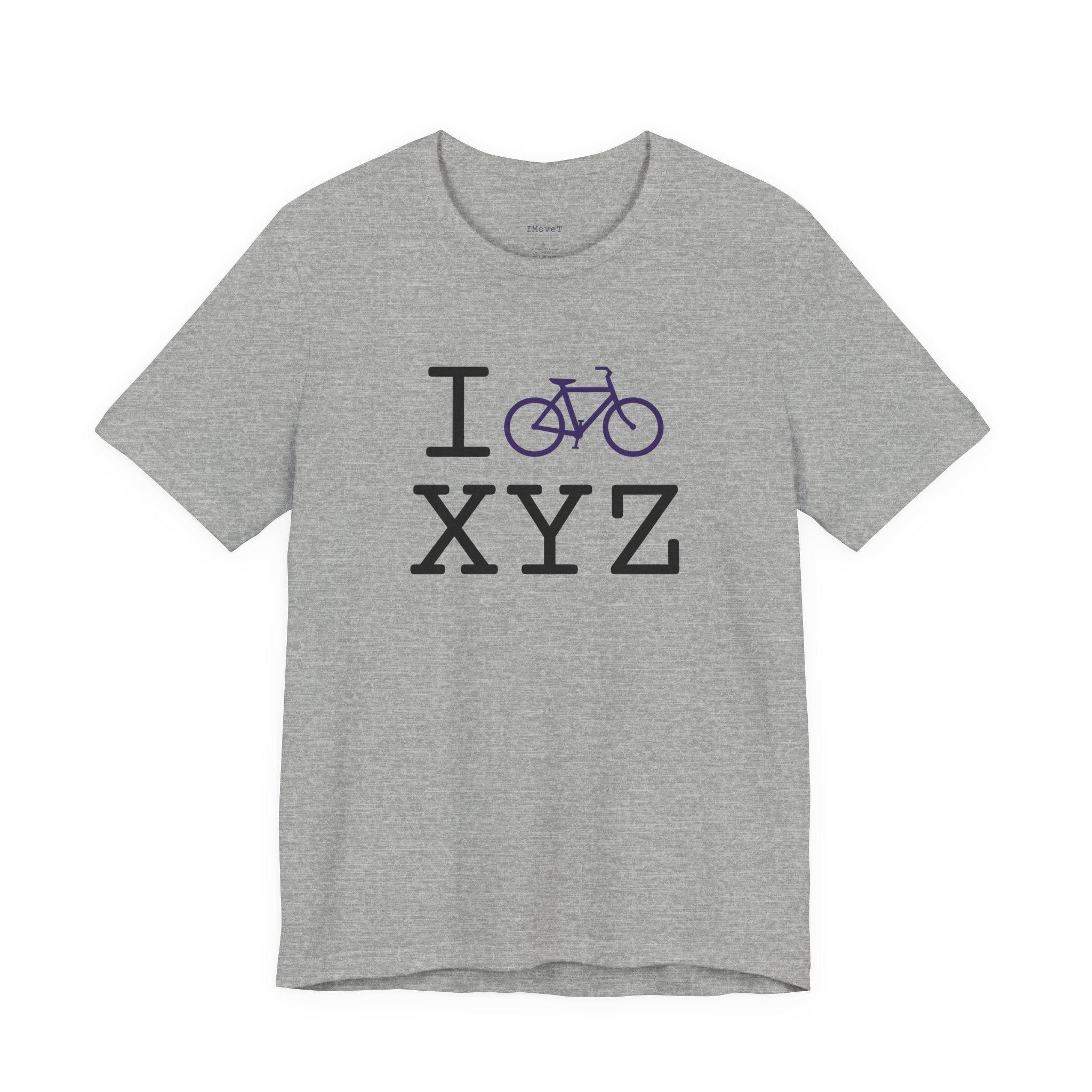 I Bike ___ unisex T, purple bike