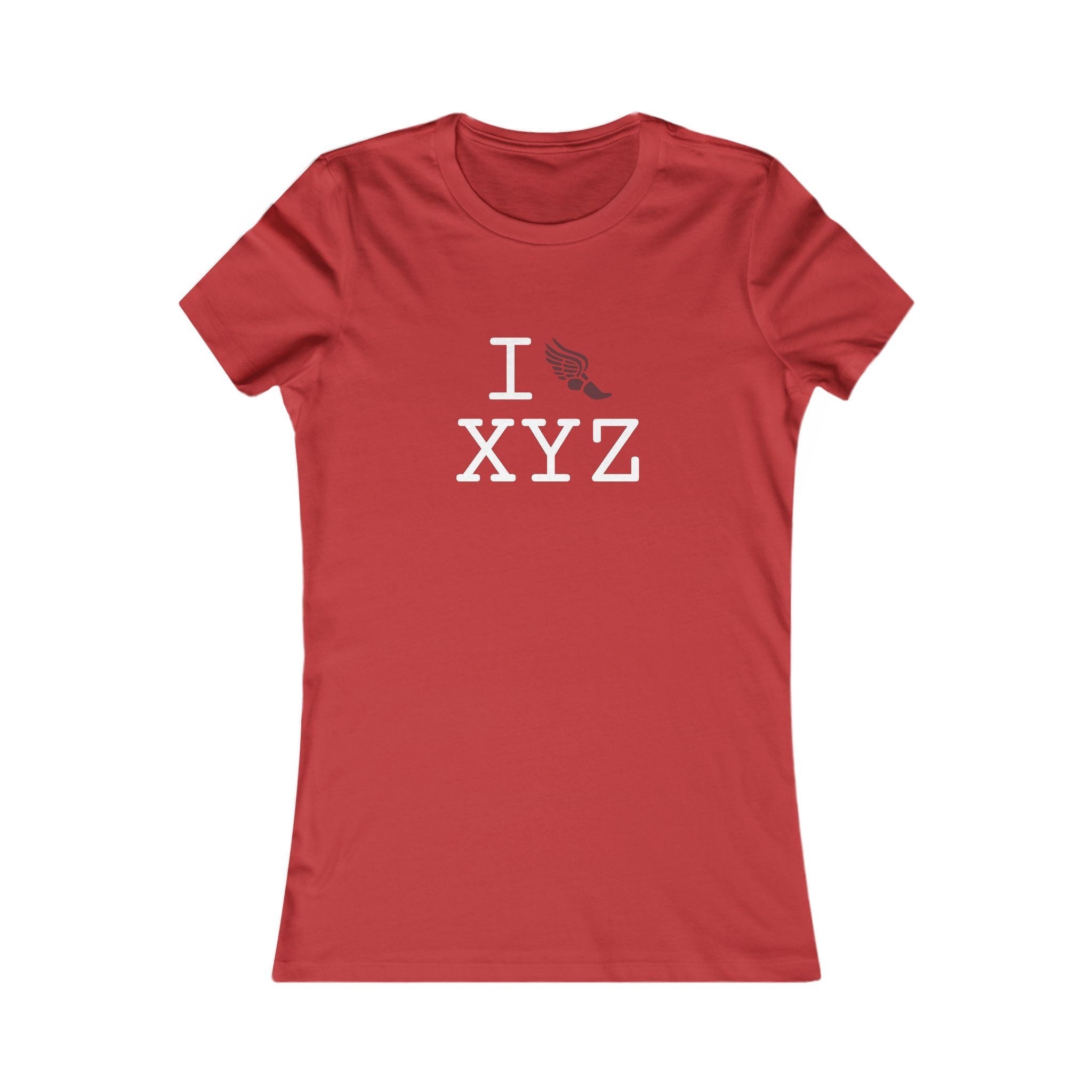 I Run ___ women's T, maroon logo