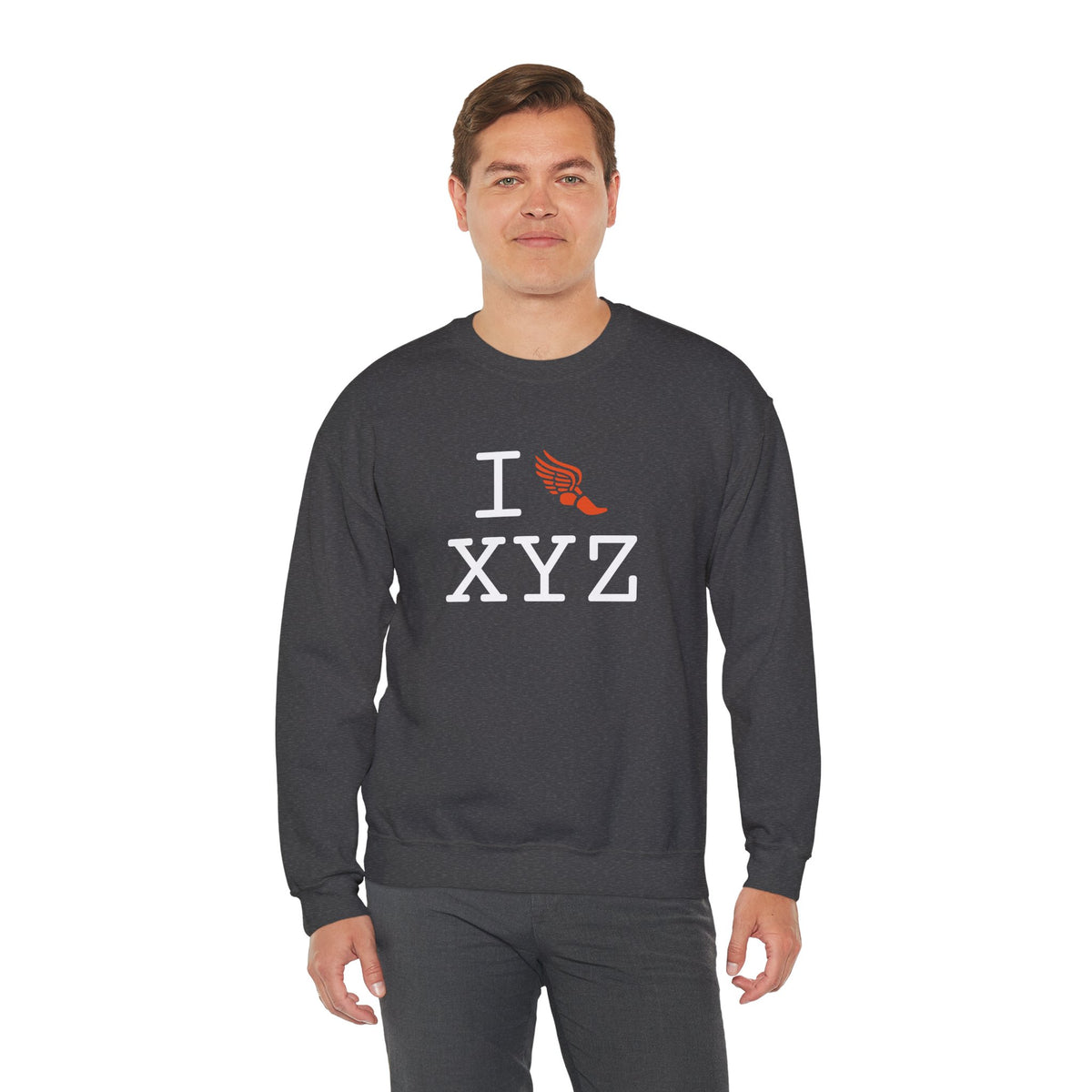 I Run sweatshirt, orange logo