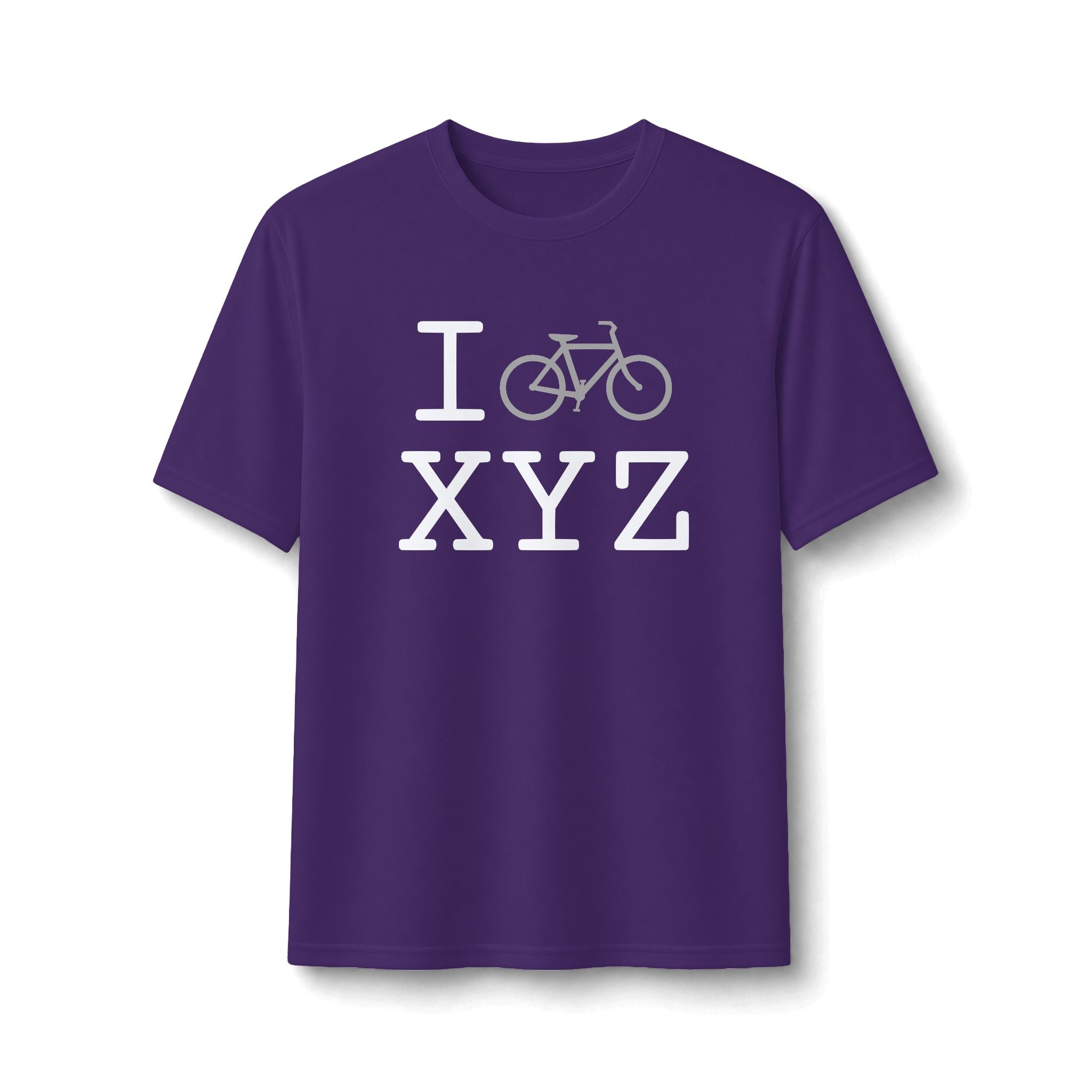 "I Bike ___" athletic T, grey bike