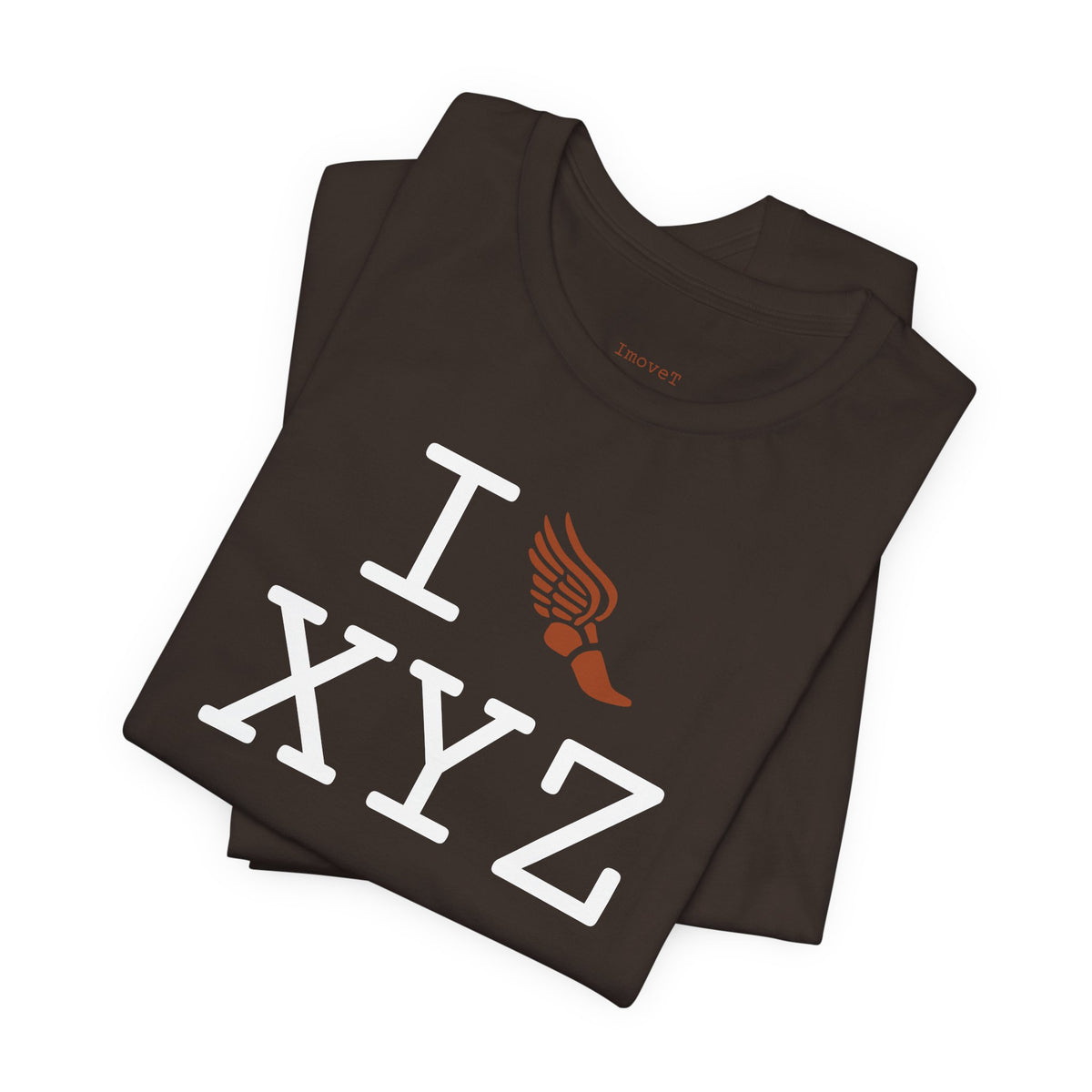 I Run unisex T, dark orange logo
