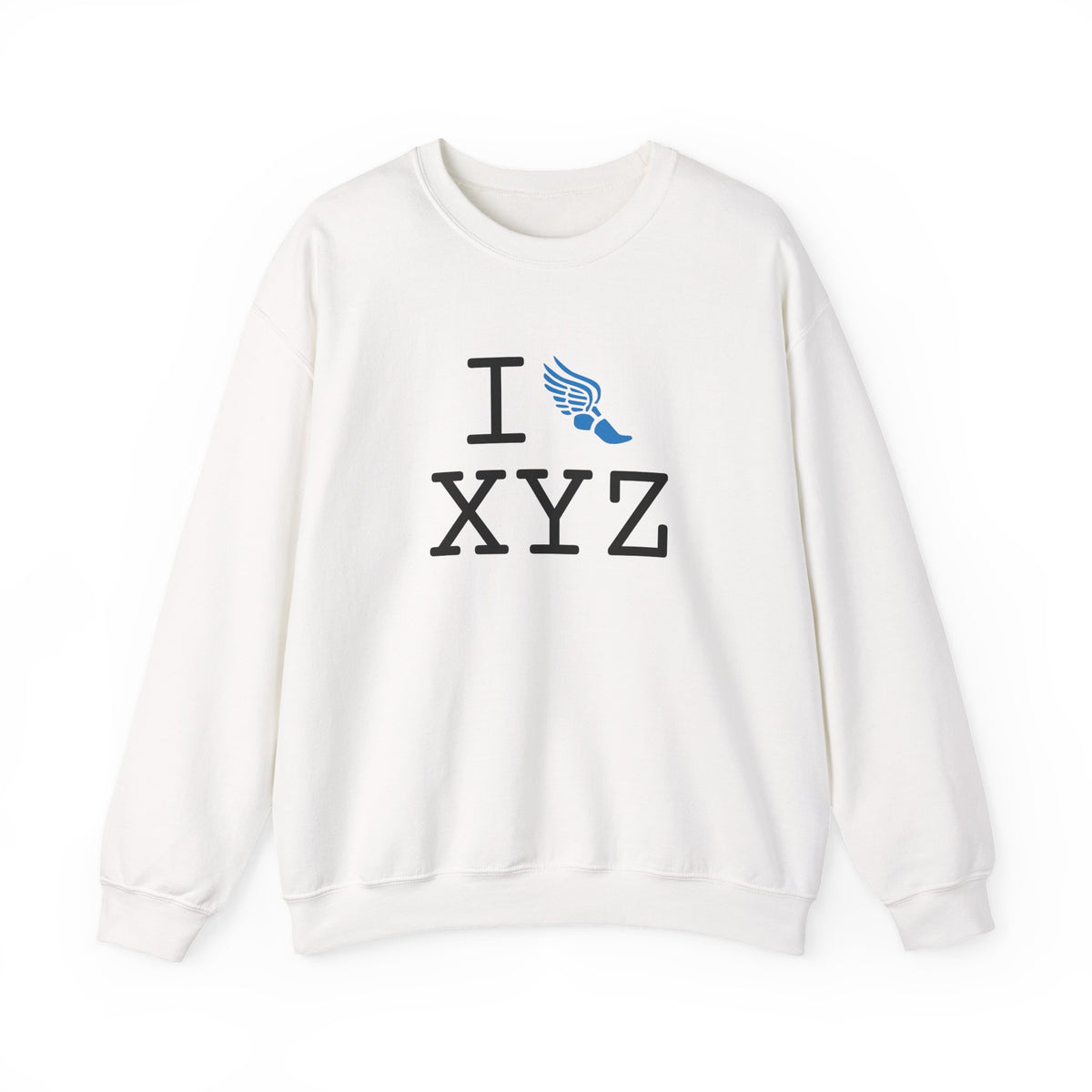 I Run sweatshirt, light blue logo