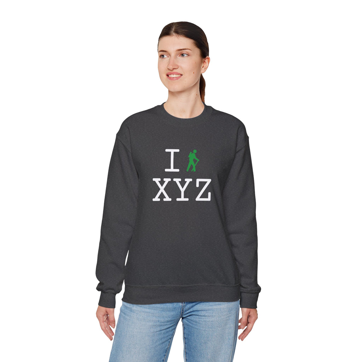 I Hike sweatshirt, green hiker