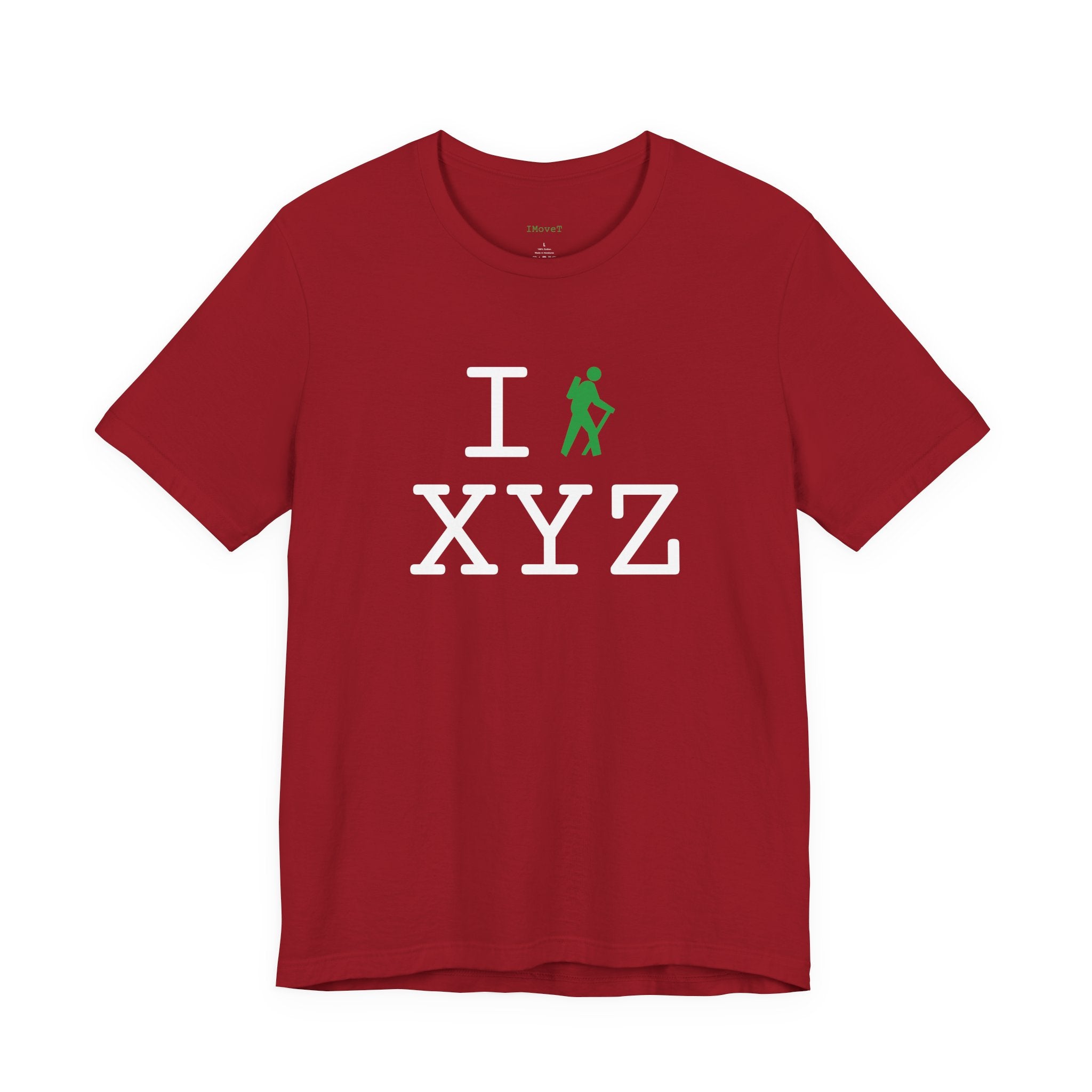 I Hike ___ unisex T, green hiker