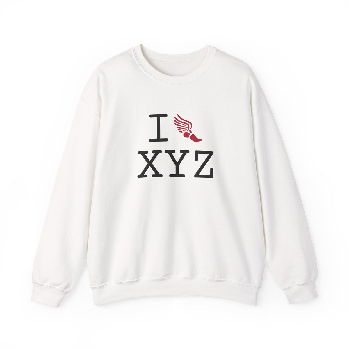 I Run sweatshirt, red logo