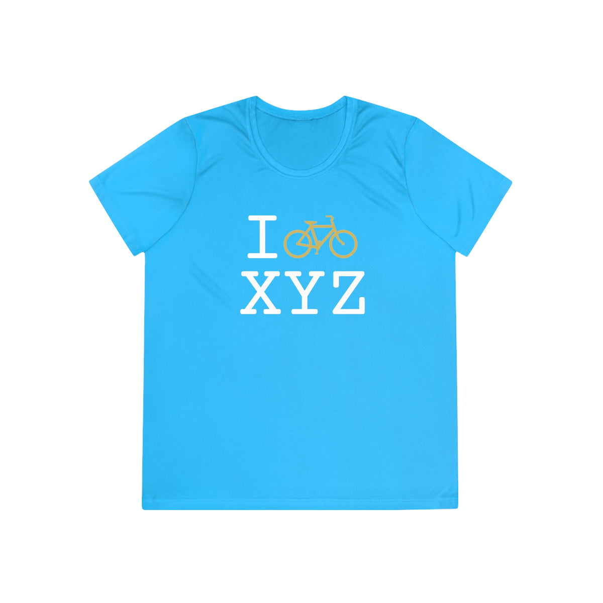 I Bike women's athletic T, gold bike