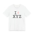 I Hike ___ unisex T, pink hiker