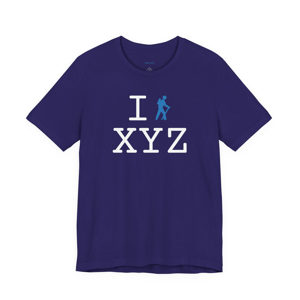 I Hike unisex T, light blue hiker