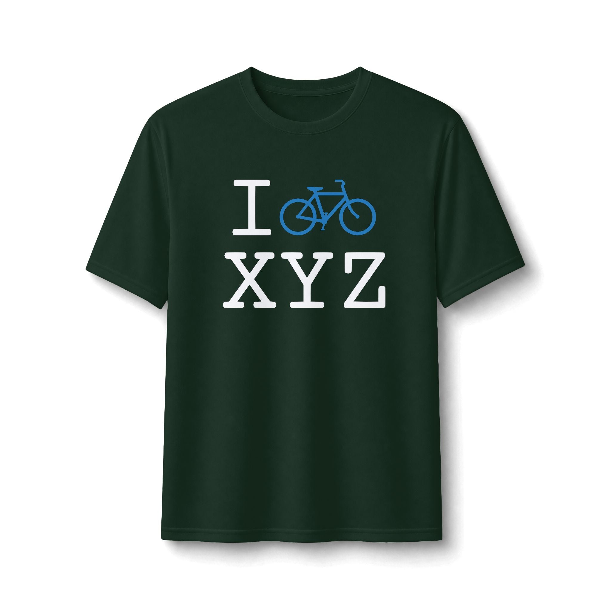 "I Bike ___" athletic T, light blue bike