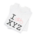 I Bike unisex T, pink bike