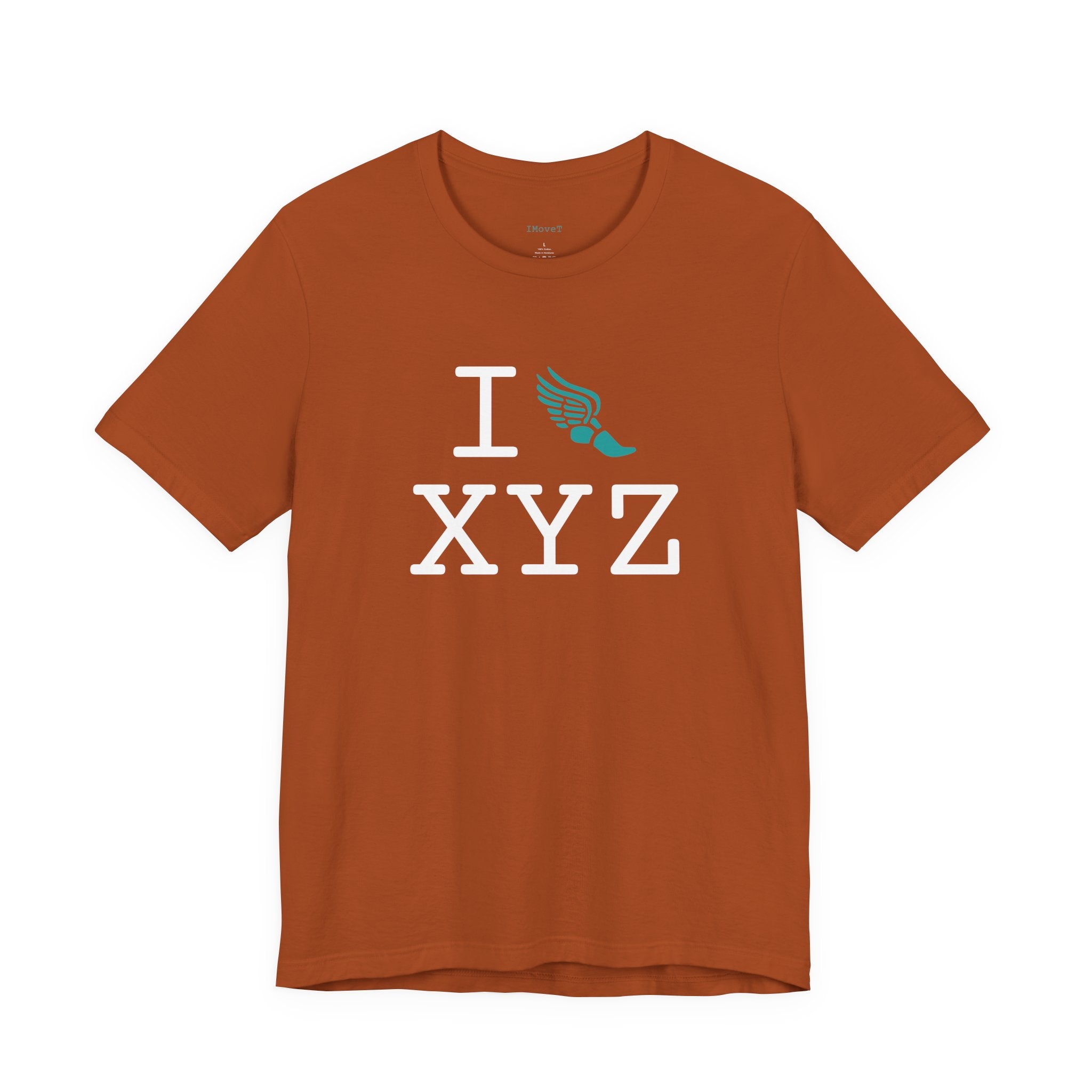 I Run ___ unisex T, teal logo
