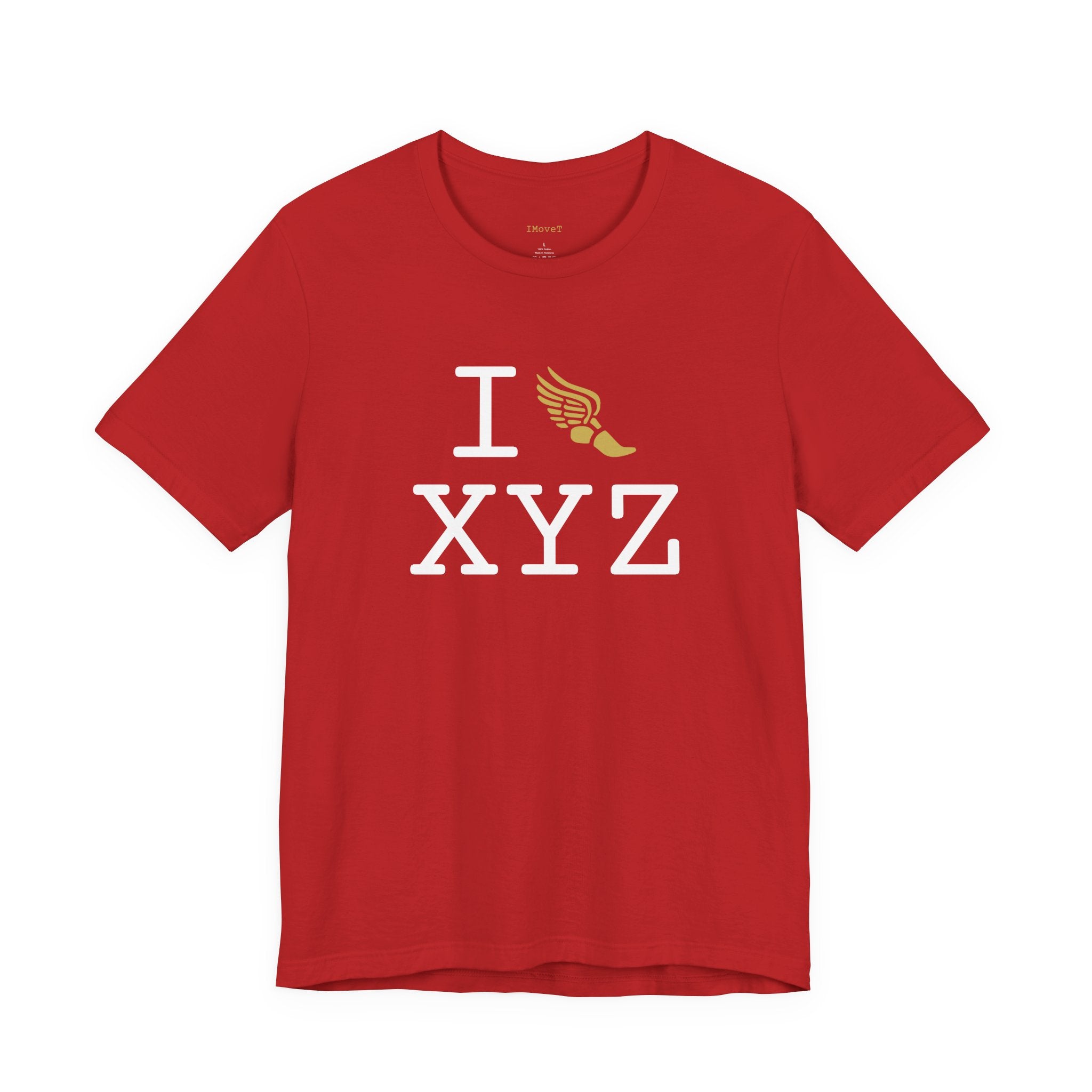 I Run ___ unisex T, gold logo