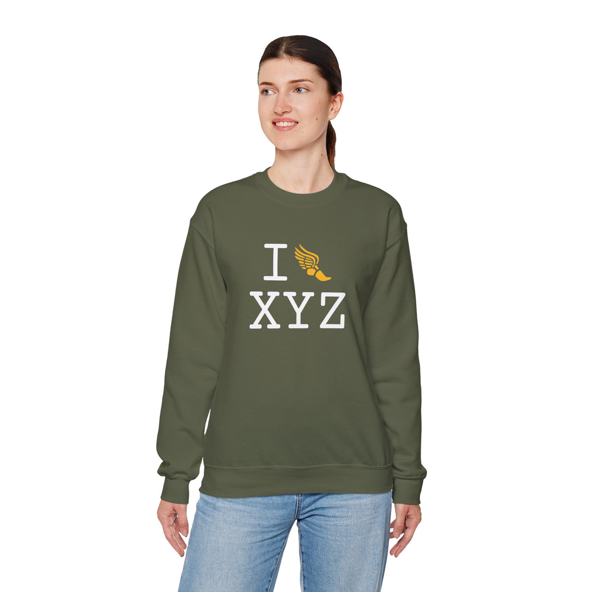 I Run sweatshirt, yellow logo