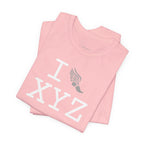 I Run unisex T, grey logo