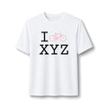 "I Bike ___" athletic T, pink bike