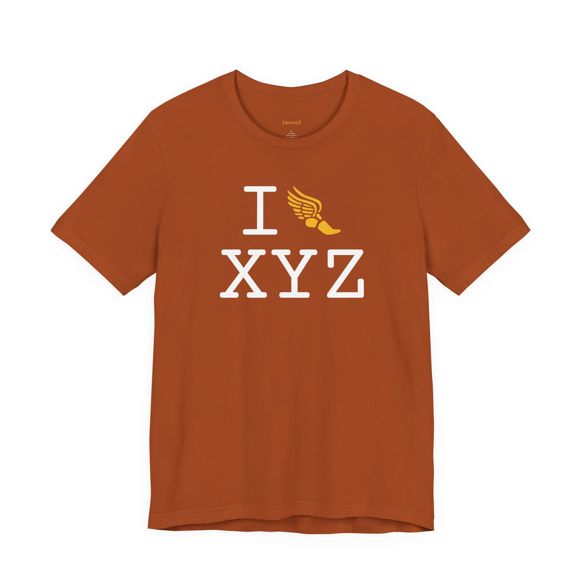 I Run unisex T, yellow logo