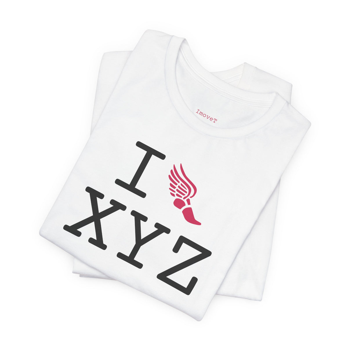 I Run unisex T, hot pink logo