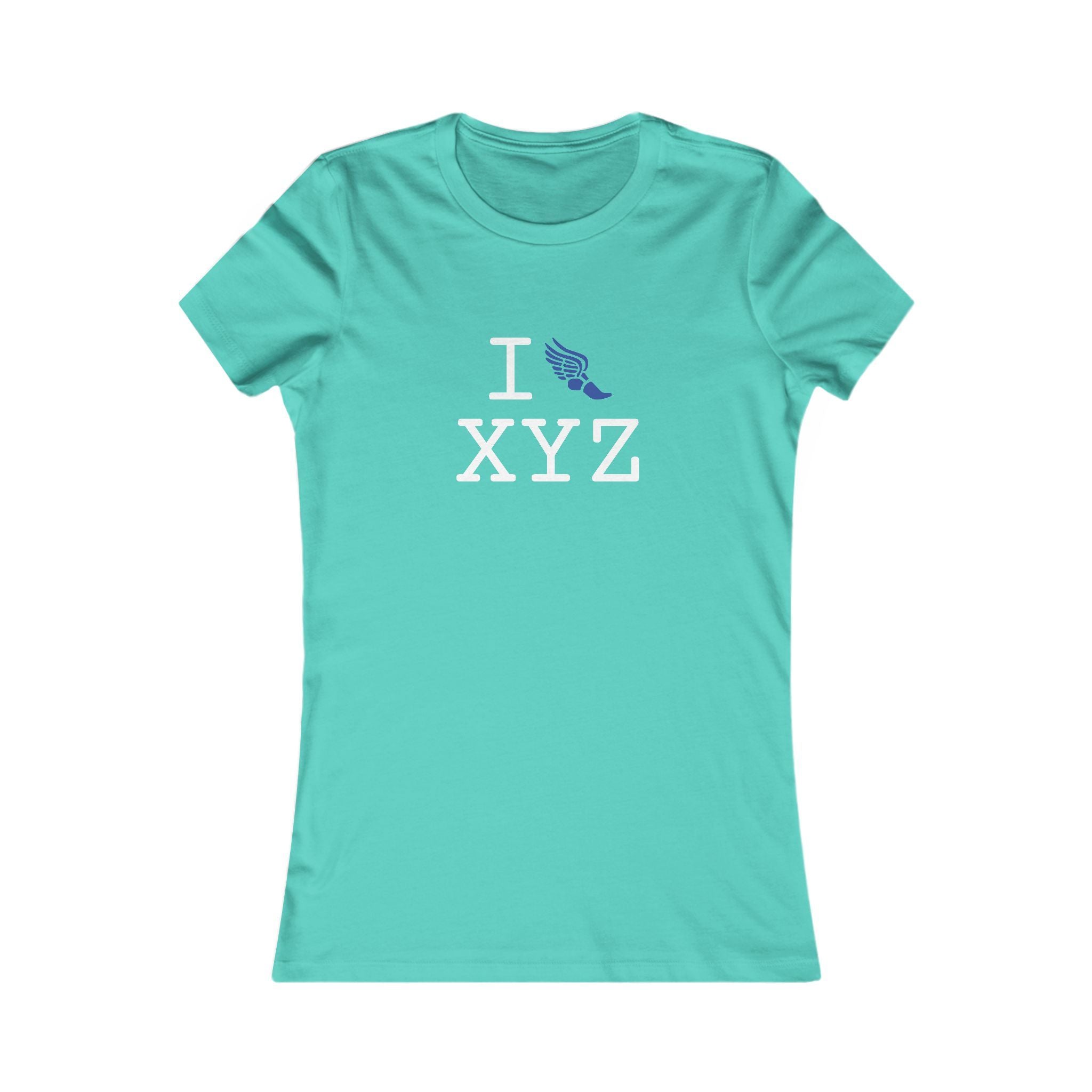 I Run ___ women's T, blue logo