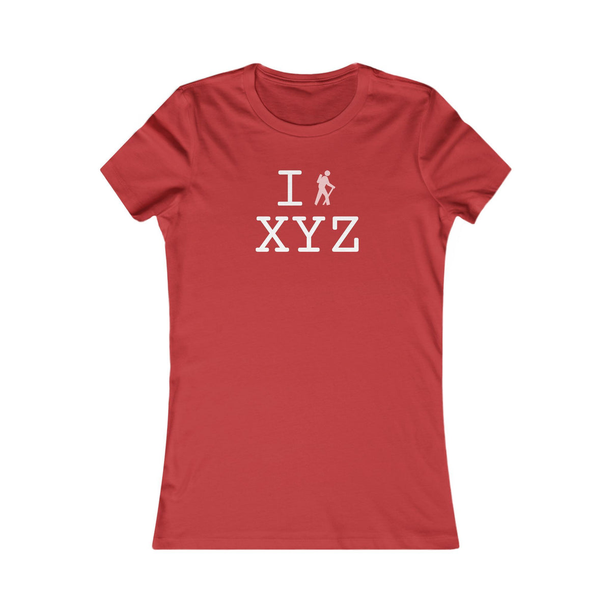 I Hike women's T, pink hiker