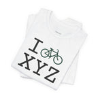 I Bike unisex T, dark green bike