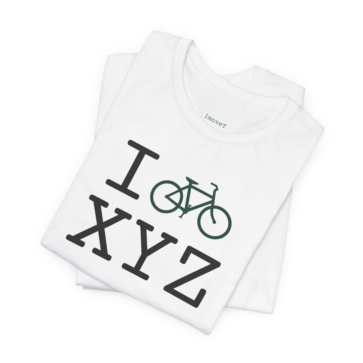 I Bike unisex T, dark green bike