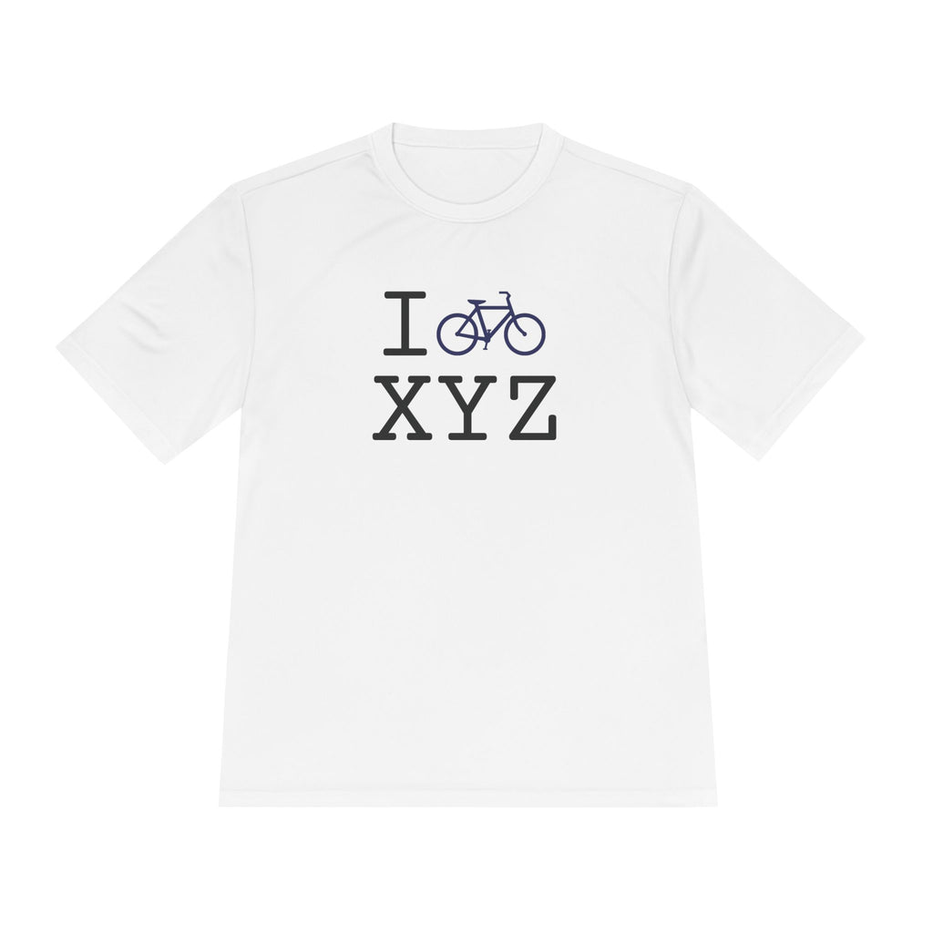 I Bike athletic T, navy bike