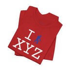 I Hike unisex T, blue hiker