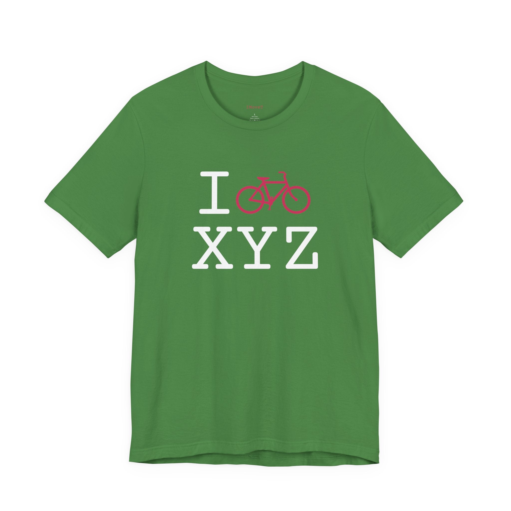 I Bike ___ unisex T, hot pink bike